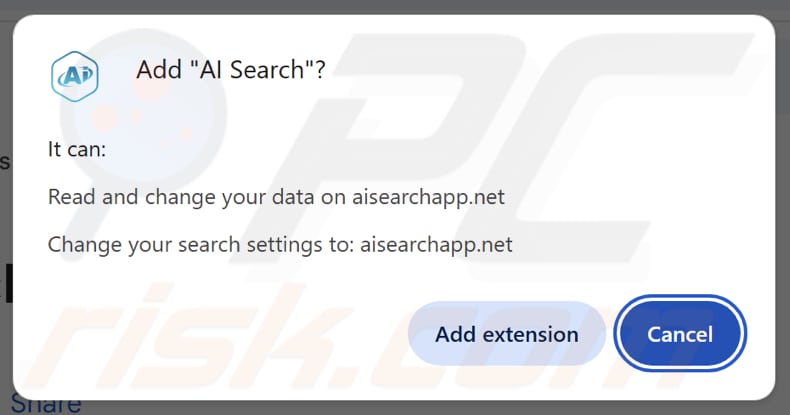 permissões solicitadas pelo redirecionamento aisearchapp.net