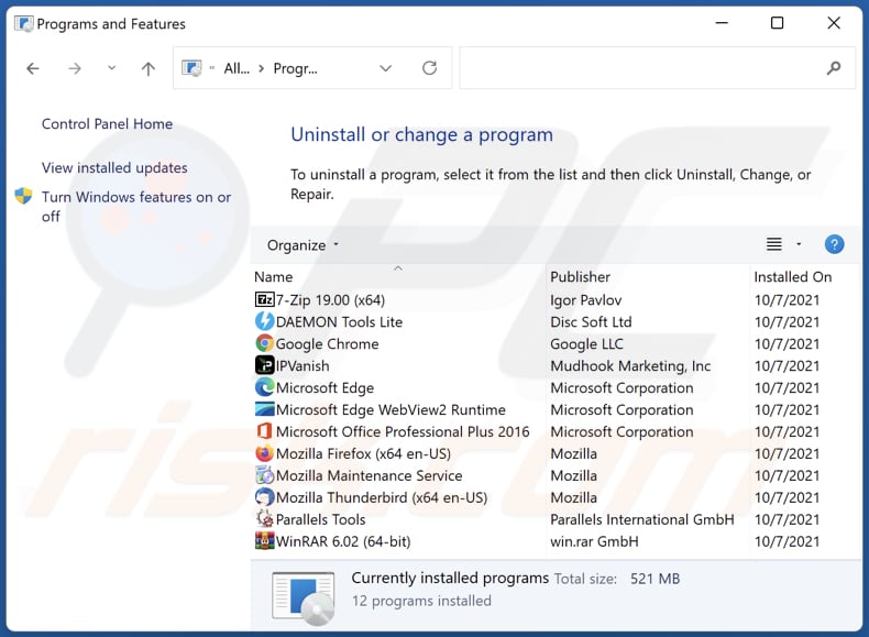 desinstalar sequestrador de navegador aisearchapp.net via Painel de Controlo