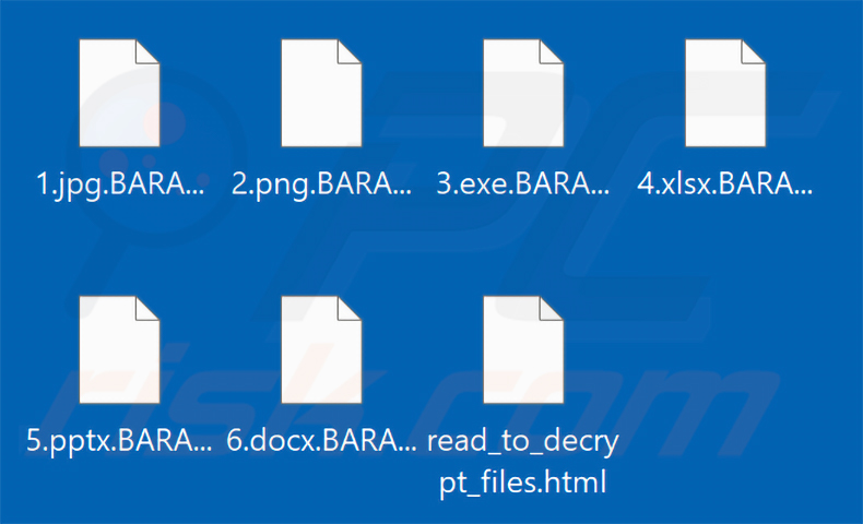 Ficheiros encriptados pelo ransomware BARADAI (extensão .BARADAI)