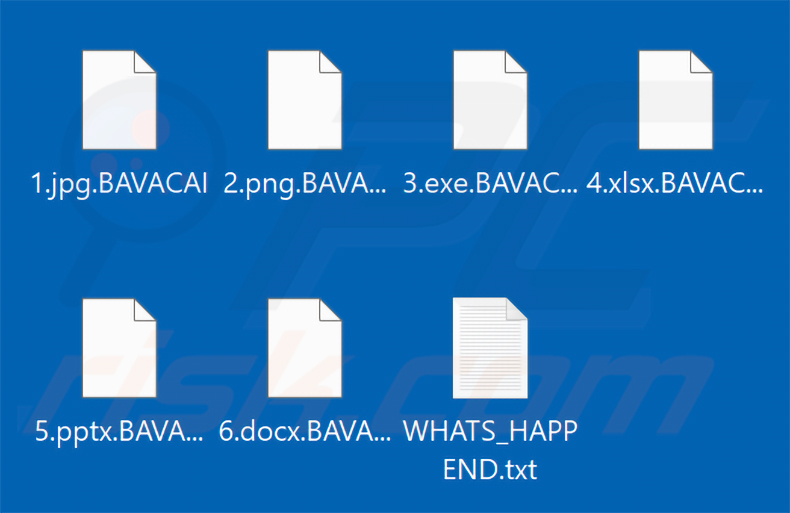 Ficheiros encriptados pelo ransomware BAVACAI (extensão .BAVACAI)