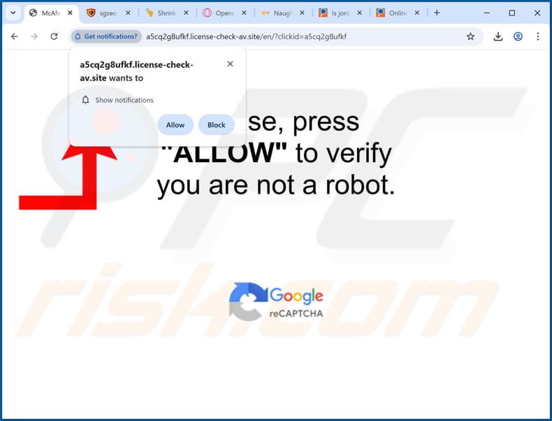 anúncios de license-check-av[.]site