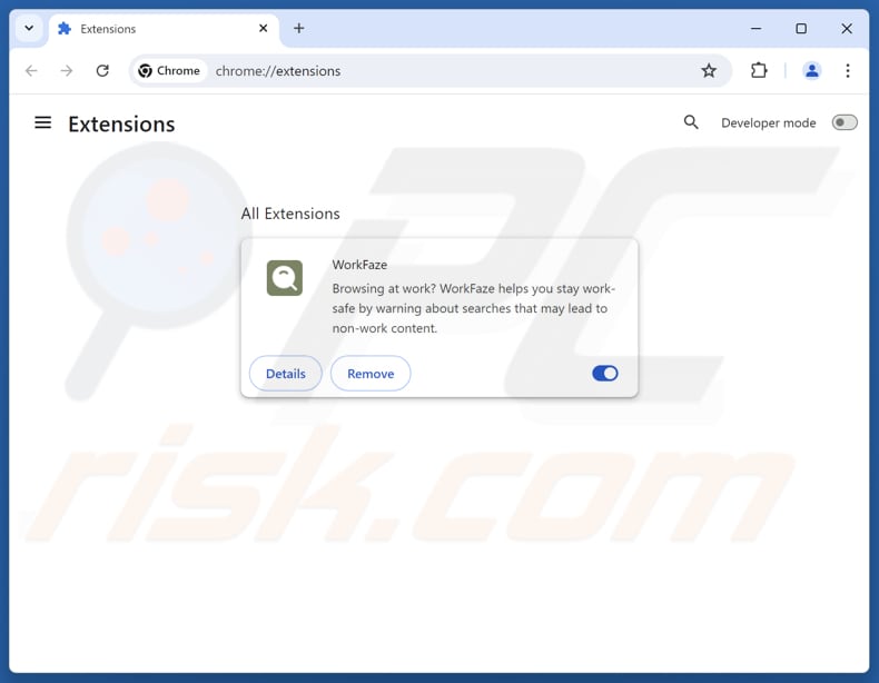 A remover extensões do Google Chrome relacionadas com o myworkfaze.com
