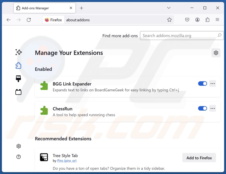 A remover extensões do Mozilla Firefox relacionadas com o WorkFaze