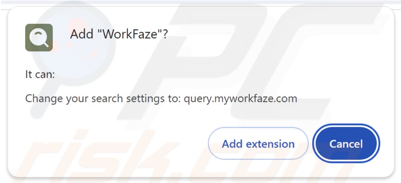 Sequestrador de navegador myworkfaze.com a solicitar permissões