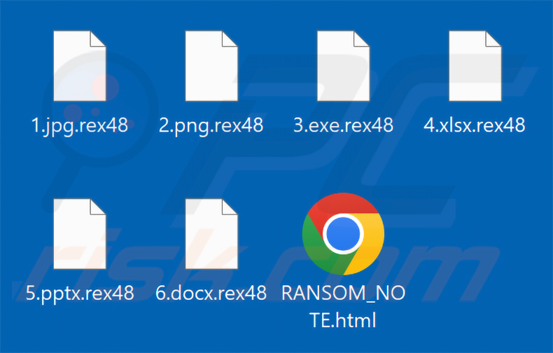 Ficheiros encriptados pelo ransomware Rex (extensão .rex48)