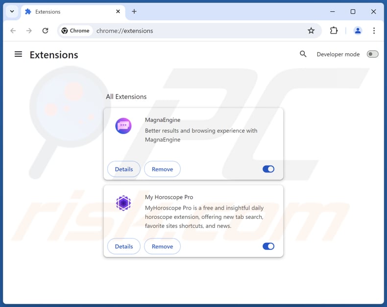 Remover extensões fraudulentas do Google Chrome passo 2