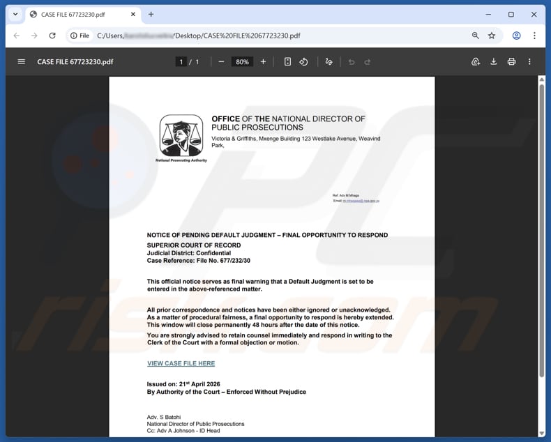 Anexo do You Have Been Served With A Court Letter golpe de e-mail