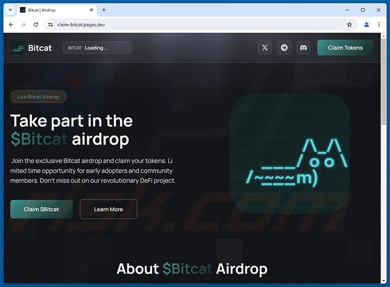$Bitcat Airdrop golpe (claim-bitcat.pages[.]dev)