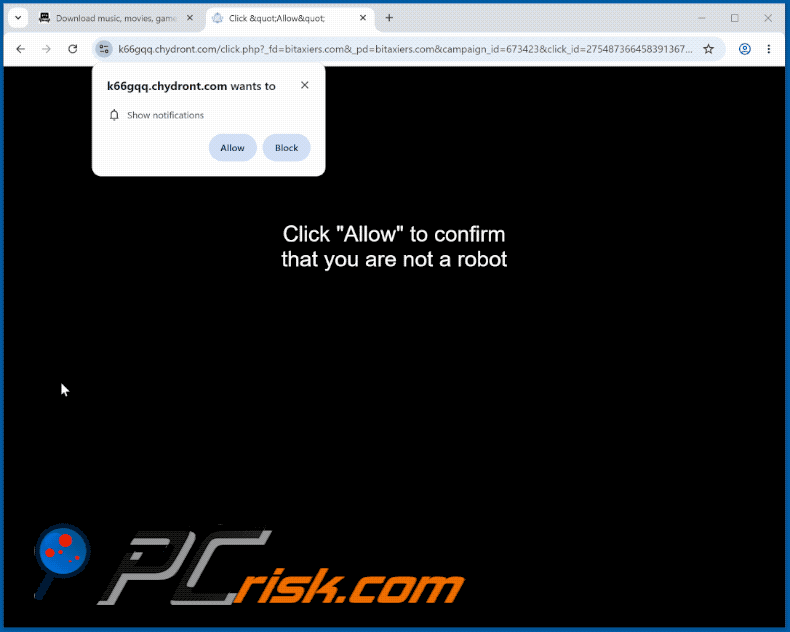 aparência do website chydront[.]com (GIF)