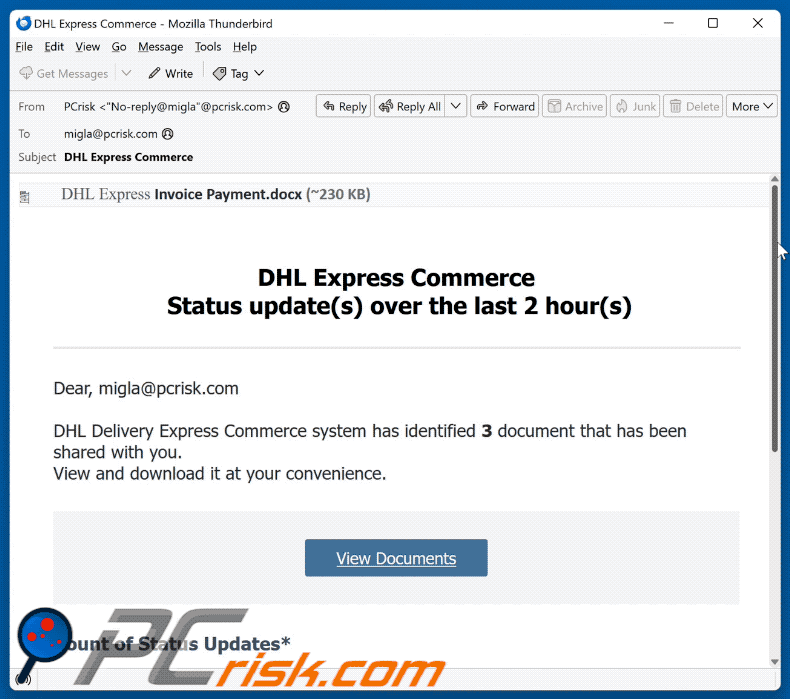 DHL Express Commerce Status Update golpe de e-mail (GIF)