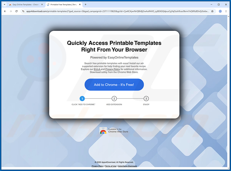 Site de promoção do Easy Online Templates