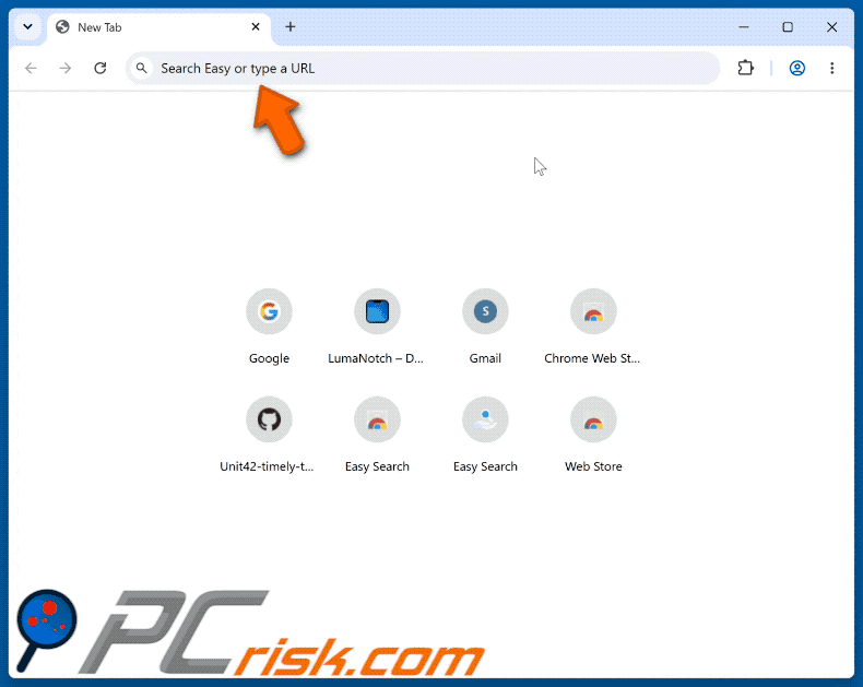 Sequestrador de navegador Easy Search a redirecionar para o Bing (GIF)