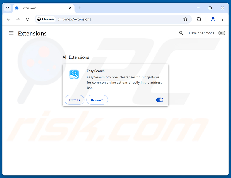 Remover extensões do Google Chrome relacionadas com easysearching.net