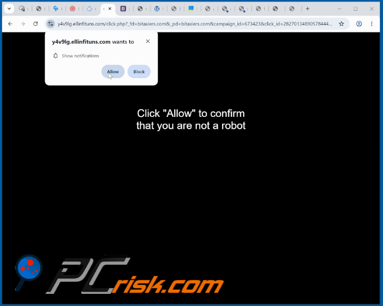 aparência do site ellinfituns[.]com (GIF)