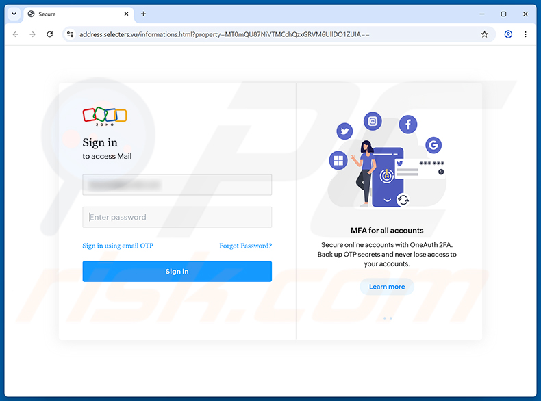 Página de phishing Employee Account Maintenance Notice