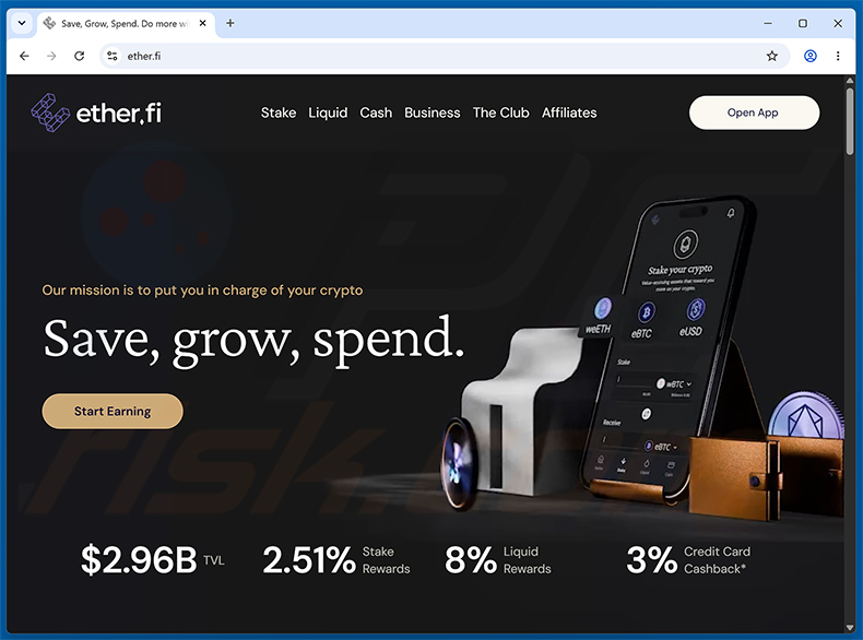 Site real do EtherFiWC26 Voting Rewards Scam (ether.fi)