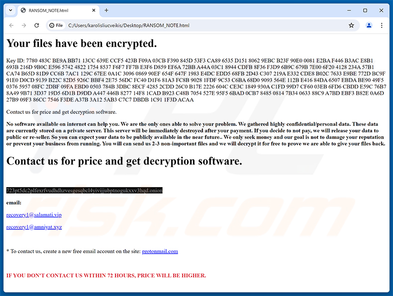 Nota de resgate do ransomware Friends (RANSOM_NOTE.html)