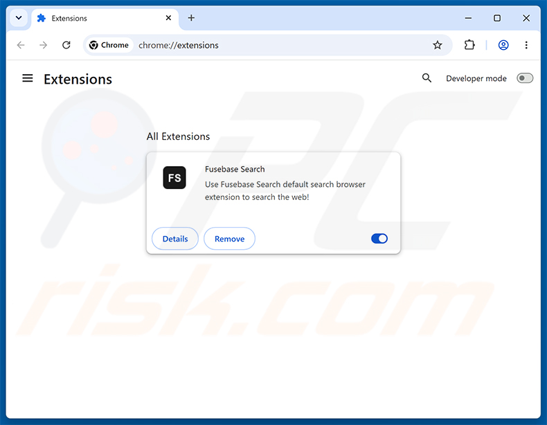Remover extensões do Google Chrome relacionadas com o Fusebase Search (s.fusebase-search.com)