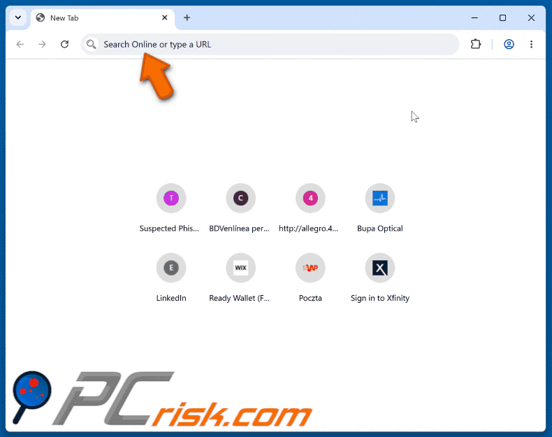 Sequestrador de navegador Easy Login (loginonlineapp.com) a redirecionar para o Yahoo (GIF)