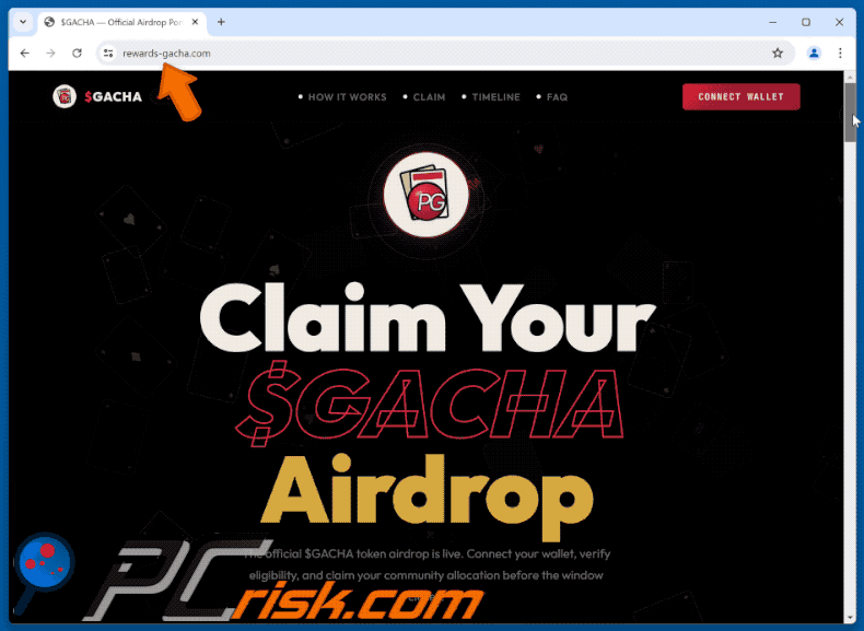 Aparência de PowerGacha ($GACHA) Airdrop golpe (GIF)