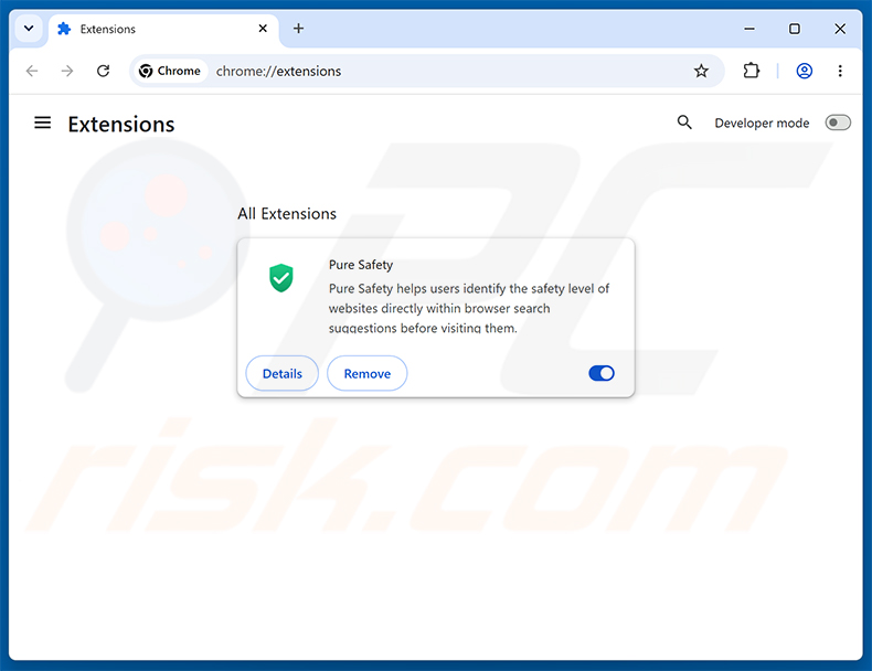 Remover extensões do Google Chrome relacionadas com Pure Safety (pureextension.net)