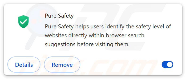 Pure Safety (pureextension.net) sequestrador de navegador