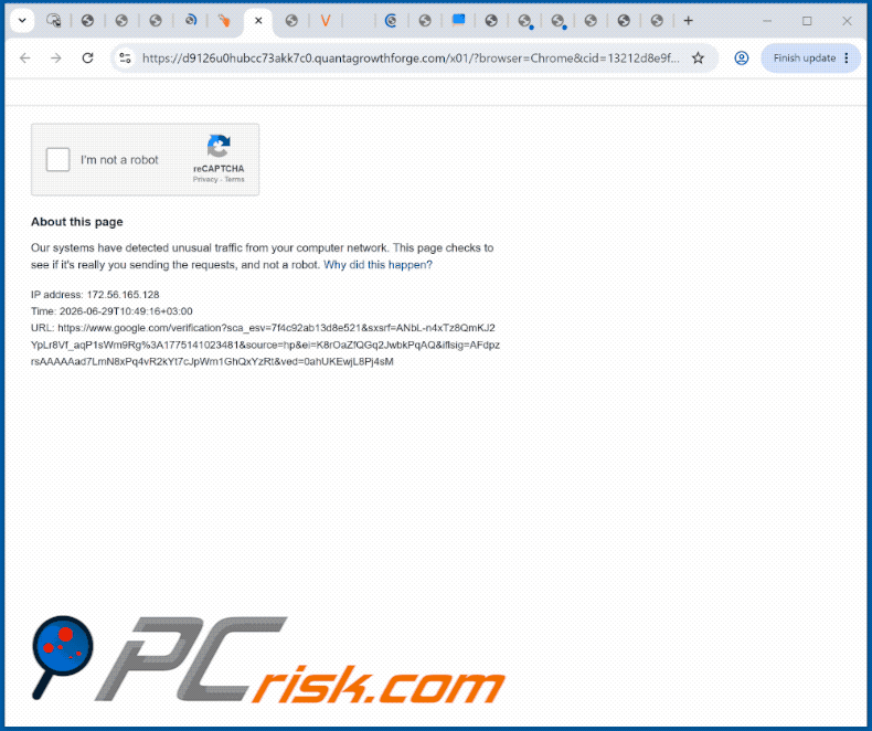 aparência do site quantagrowthforge[.]com (GIF)