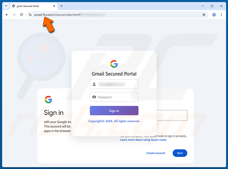 Página de phishing Secure Document For Review