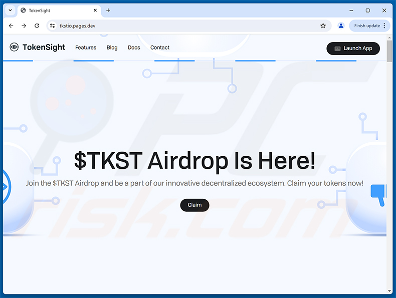 TokenSight ($TKST) Airdrop golpe (tkstio.pages[.]dev)