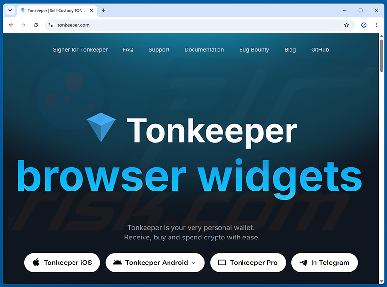 Website real do Tonkeeper Airdrop Scam (tonkeeper.com)