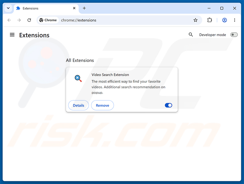 Remover extensões do Google Chrome relacionadas com a Video Search Extension (myvideolibrary.info)