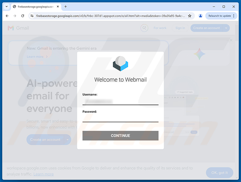 Página de phishing do golpe de e-mail A Critical Virus Has Been Detected On Your Device