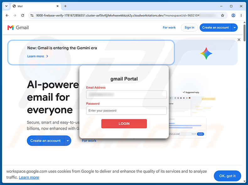 Página de phishing Account Violation Notice