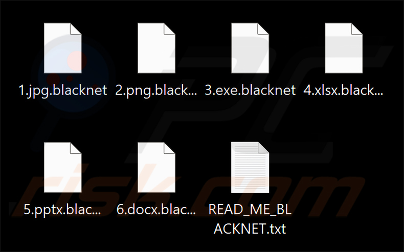 Ficheiros encriptados pelo ransomware BLACKNET (extensão .blacknet)