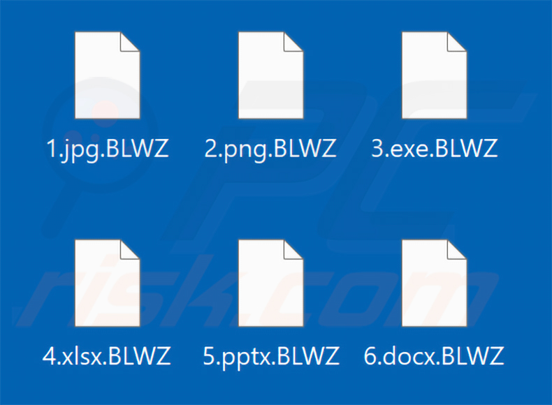Ficheiros encriptados pelo ransomware BlackWizard (extensão .BLWZ)