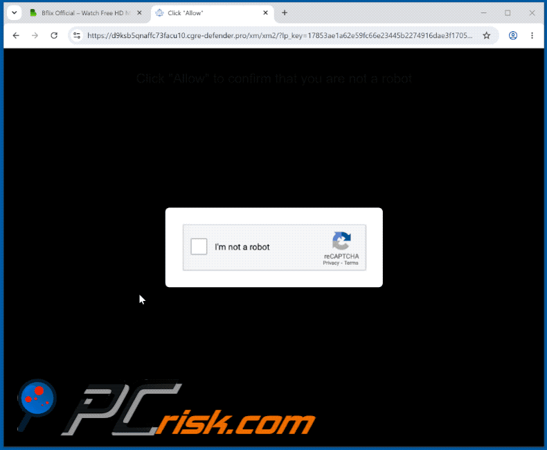 aparência do website cgre-defender[.]pro (GIF)
