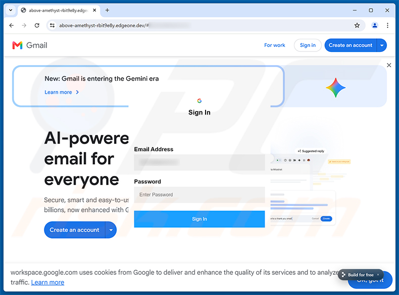 Página de phishing Cloud Services Alert
