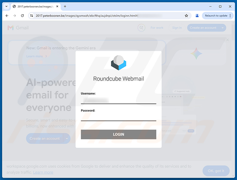 Página de phishing Confidential Messages Queued