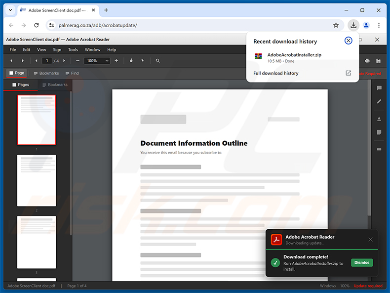 Website malicioso promovido através da campanha de spam Contract Procurement Email Virus