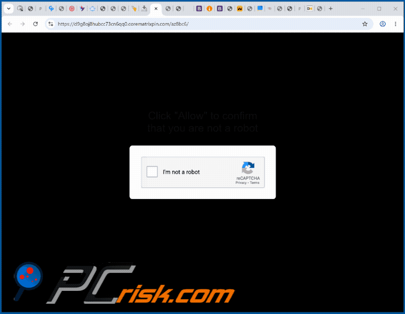 aparência do website corematrixpin[.]com (GIF)