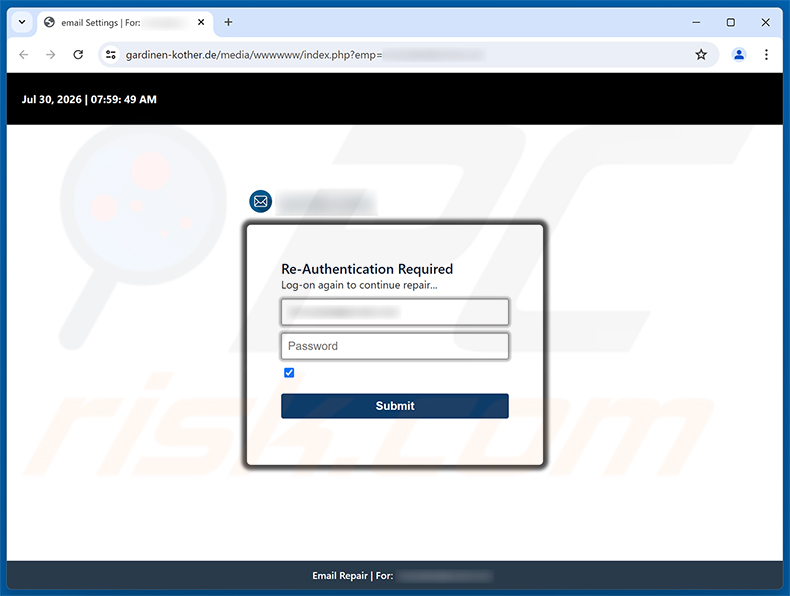 cPanel - Re-validate SSL/TLS página de phishing