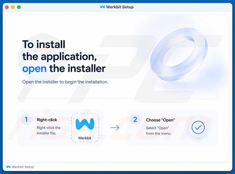Imagem de disco Werkbit Setup utilizada para distribuir o CrashStealer Malware