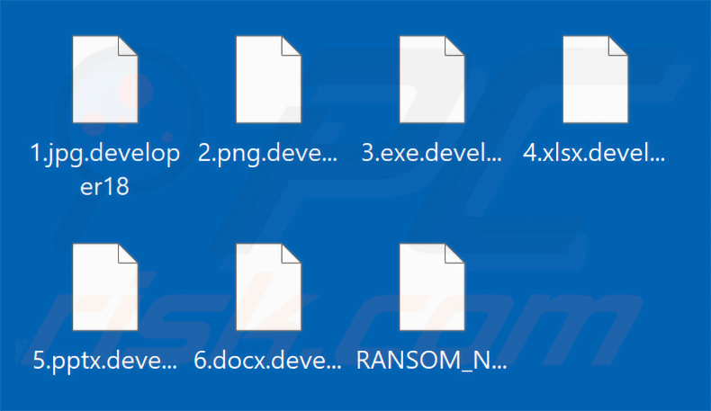 Ficheiros encriptados pelo ransomware Developer (extensão .developer18)