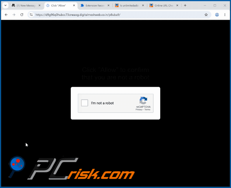 aparência do website digitalmeshweb[.]co.in (GIF)
