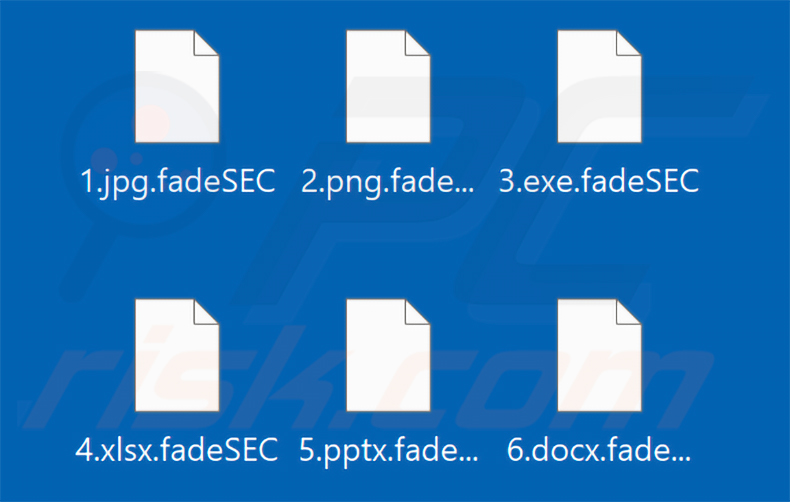 Ficheiros encriptados pelo ransomware FadeSEC (extensão .fadeSEC)