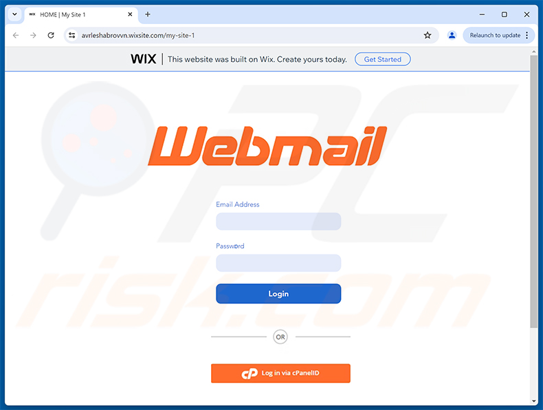 Página de phishing do Finance Department Invoice golpe de e-mail