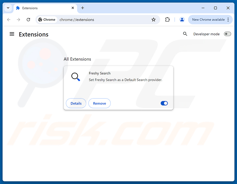Remover extensões do Google Chrome relacionadas com o Freshy Search (freshy.com)