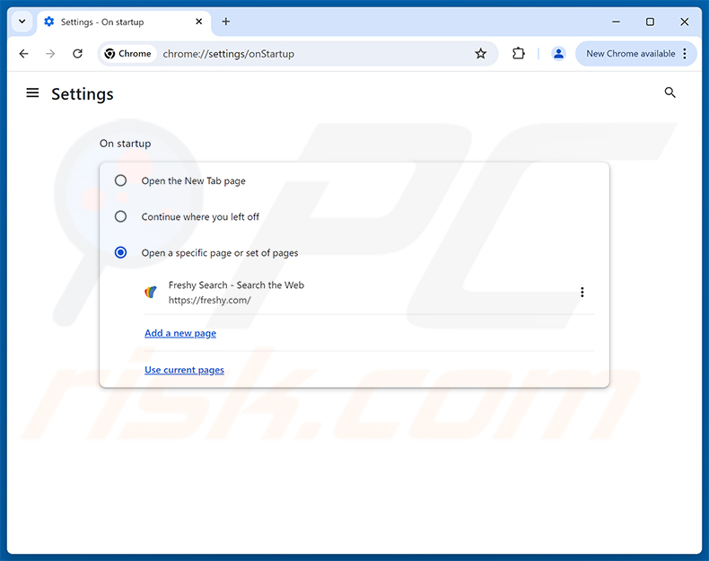 Remover o Freshy Search (freshy.com) da página inicial do Google Chrome