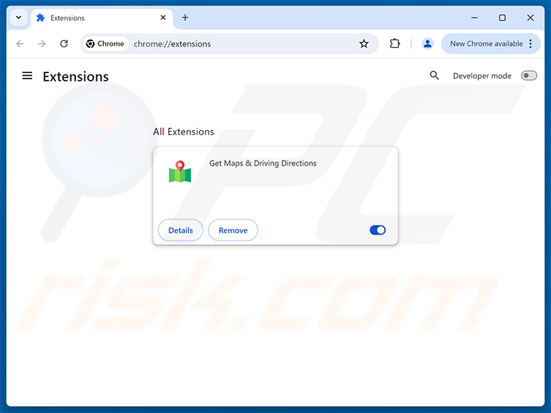 A remover extensões do Google Chrome relacionadas com Get Maps & Driving Directions (bestfreemaps.com)