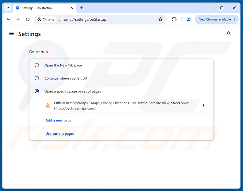 A remover Get Maps & Driving Directions (bestfreemaps.com) da página inicial do Google Chrome